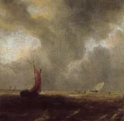 Jacob van Ruisdael Sailing Vessels in a Choppy sea oil painting artist
